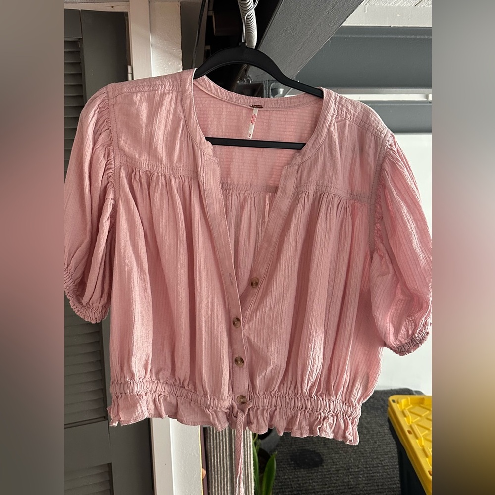 Free People Little Cloud Button Up Crop Top